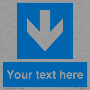 Custom Directional signage blue down arrow 